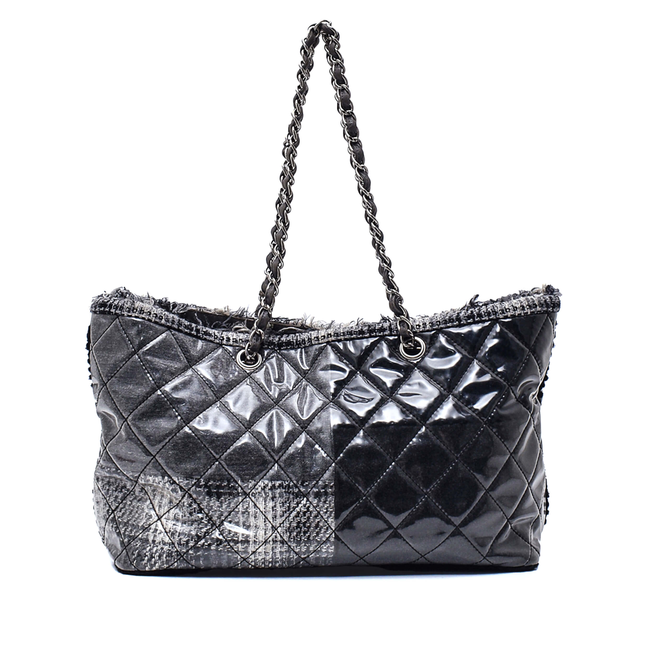 Chanel - Grey Degrade Quilted Patent&Tweed Funny Shopping Bag